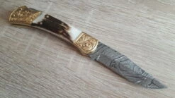 Damascus Stag Engraved Bolster -Kershaw Sale damascus stag engraved bolster .