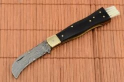 Exclusive Mushroom Knife Damascus With Buffalo Horn Handmade -Kershaw Sale exkluzivny hubarsky noz damaskovy s byvolim rohom rucne robeny 13