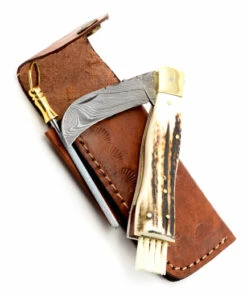 Exclusive Mushroom Knife Damascus With Stag Horn Handmade