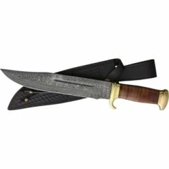 Marbles Damascus Bowie Stacked Leather MR586 -Kershaw Sale marbles damascus bowie stacked leather mr586 28129