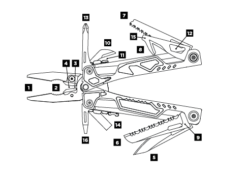 Leatherman OHT Black -Kershaw Sale product diagrams tools oht
